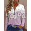 Women's Floral Print Quarter-Zip Long Sleeve Top in violet