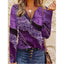 Women's Floral Print Quarter-Zip Long Sleeve Top in purple