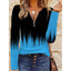 Women's Floral Print Quarter-Zip Long Sleeve Top in blue