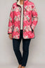 Women's quilted puffer jacket in pink floral print