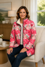 Quilted print jacket on an autumn walk