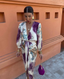 Women's Floral V-Neck Long Sleeve Maxi Dress with Split