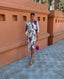 Women's Floral V-Neck Long Sleeve Maxi Dress with Split