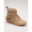 Fringe moccasin boots shown from the side