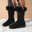 Women's fur cuff mid calf winter boots in black