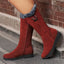 Women's fur cuff mid calf winter boots in red