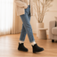 Women's fur lined slip on winter boots in black