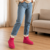 Women's fur lined slip on winter boots in rose