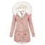 Women's fur trim hood sherpa lined parka in pink