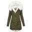 Women's fur trim hood sherpa lined parka in green