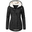 Women's fur trim hooded padded parka coat in black