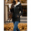 Padded parka worn with jeans in autumn