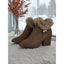 Women's fur trimmed block heel ankle boots in brown