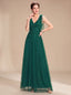 Women's Glitter Tulle A-Line Maxi Dress with V-Neck and Tie Shoulders