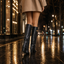 Back view of the black knee high boots