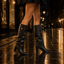 Black knee high boots shown on a wet street