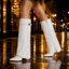 Women's gold buckle knee high boots in white