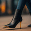 Gold toe cap and heel detail in black