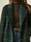 Detail of the green plaid check on the coat
