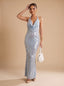Women's Halter Cowl Neck Sequin Maxi Dress with Open Back