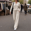 Women's Henley Top and Wide-Leg Pants Two-Piece Lounge Set in apricot