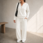 Women's Henley Top and Wide-Leg Pants Two-Piece Lounge Set in white