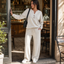Women's Henley Top and Wide-Leg Pants Two-Piece Lounge Set