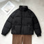 Women's high stand collar short padded puffer jacket in black