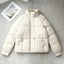 Women's high stand collar short padded puffer jacket in milk tea