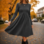 Women's High Waist Ribbed Knit A-Line Midi Dress