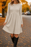 Women's High Waist Ribbed Knit A-Line Midi Dress in beige