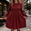 Women's High Waist Ribbed Knit A-Line Midi Dress in red