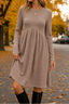 Women's High Waist Ribbed Knit A-Line Midi Dress in khaki
