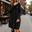 Women's High Waist Ribbed Knit A-Line Midi Dress in black