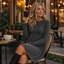 Women's High Waist Ribbed Knit A-Line Midi Dress