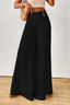 Women's High-Waisted Pleated Wide-Leg Pants in black