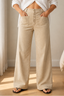 Women's High-Waisted Stretch Corduroy Wide-Leg Pants in apricot