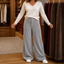 Women's High-Waisted Stretch Waist Wide-Leg Pull-On Pants with Pockets in gray