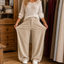 Women's High-Waisted Stretch Waist Wide-Leg Pull-On Pants with Pockets in apricot