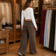 Women's High-Waisted Stretch Waist Wide-Leg Pull-On Pants with Pockets