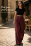 Women's High-Waisted Wide-Leg Pants with Matching Belt