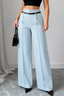 Women's High-Waisted Wide-Leg Pants with Matching Belt in light blue