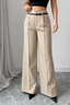 Women's High-Waisted Wide-Leg Pants with Matching Belt in beige