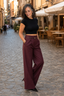 Women's High-Waisted Wide-Leg Pants with Matching Belt