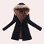 Women's hooded faux fur trim parka jacket in black
