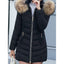Women's hooded quilted longline winter parka in black