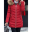 Quilted parka styled with black trousers