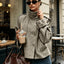 Women's houndstooth stand collar cropped jacket in khaki, front view