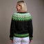 Back view of the black and lime Icelandic knit cardigan