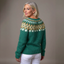 Back view of the emerald green Icelandic knit cardigan